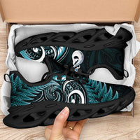 Turquoise New Zealand Clunky Sneakers Aotearoa Silver Fern With Manaia Maori Unique
