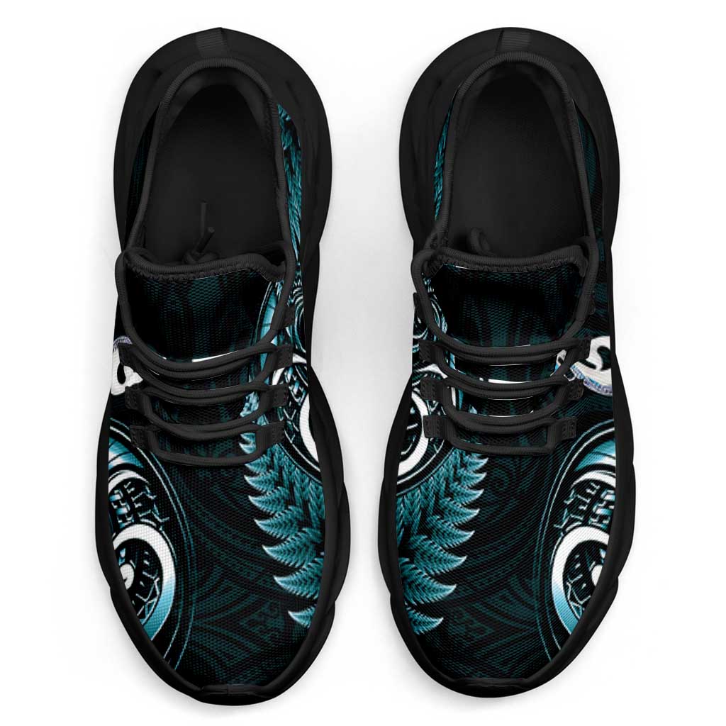 Turquoise New Zealand Clunky Sneakers Aotearoa Silver Fern With Manaia Maori Unique