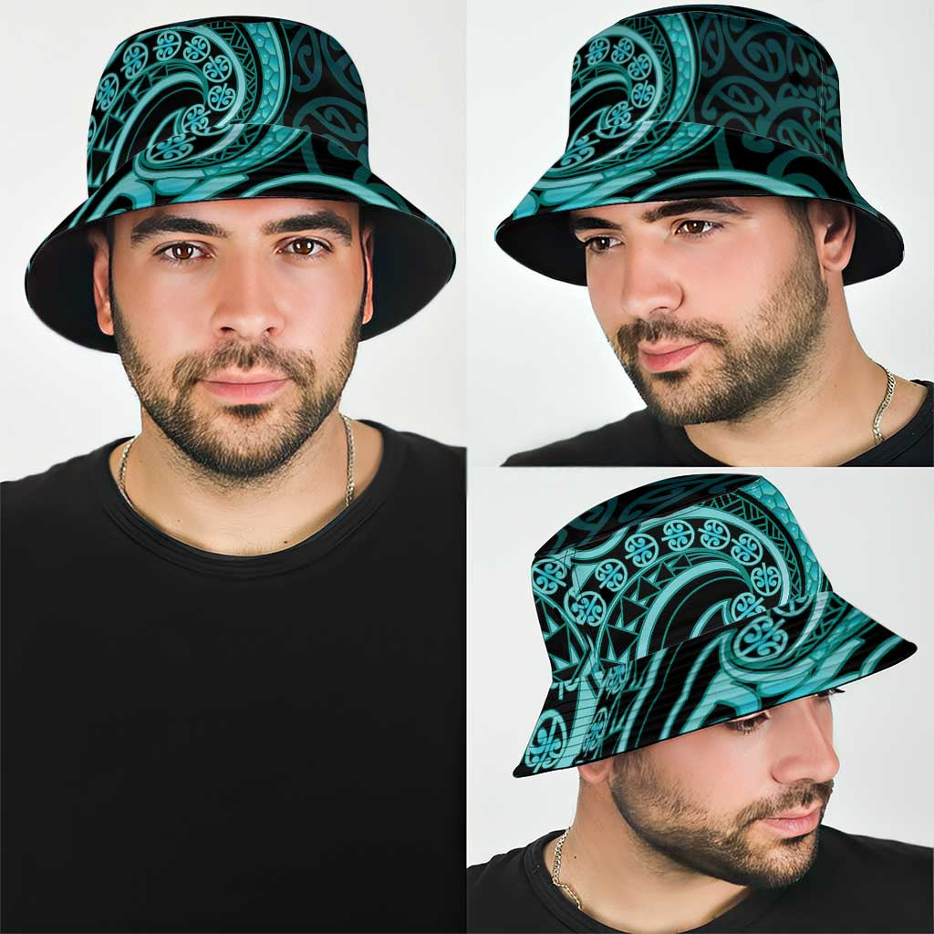 Turquoise New Zealand Mangopare Bucket Hat Aotearoa Maori Koru Style LT14