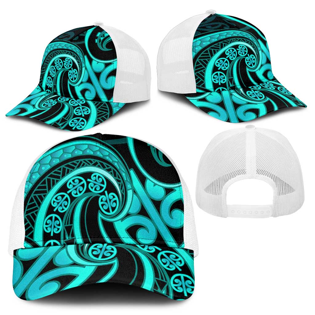 Turquoise New Zealand Mangopare Mesh Trucker Cap Aotearoa Maori Koru Style - Polynesian Pride