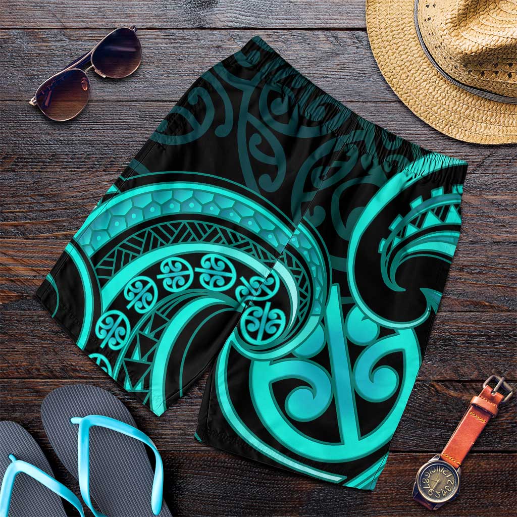 Turquoise New Zealand Mangopare Shorts for Men Aotearoa Maori Koru Style LT14 Turquoise - Polynesian Pride