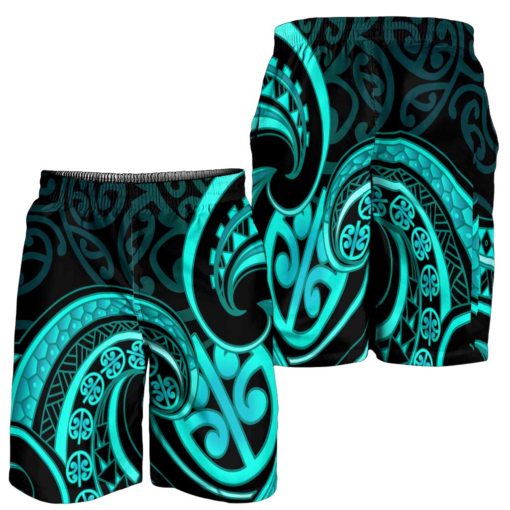 Turquoise New Zealand Mangopare Shorts for Men Aotearoa Maori Koru Style LT14 - Polynesian Pride