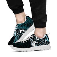 Turquoise New Zealand Sneakers Aotearoa Silver Fern With Manaia Maori Unique LT14 - Polynesian Pride