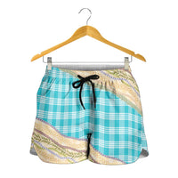 Turquoise Palaka Hawaii Leis Elegant Vibes Shorts for Women LT14 - Polynesian Pride