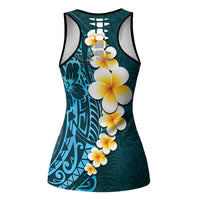 Turquosie Polynesia Hollow Tank Top Plumeria Tropical Leaves Galaxy Polynesian Art LT14 - Polynesian Pride