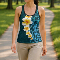 Turquosie Polynesia Hollow Tank Top Plumeria Tropical Leaves Galaxy Polynesian Art LT14 - Polynesian Pride