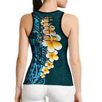 Turquosie Polynesia Hollow Tank Top Plumeria Tropical Leaves Galaxy Polynesian Art LT14 - Polynesian Pride