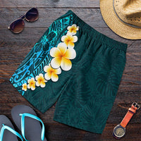 Turquosie Polynesia Shorts for Men Plumeria Tropical Leaves With Galaxy Polynesian Art LT14 Turquosie - Polynesian Pride