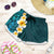 Turquosie Polynesia Shorts for Women Plumeria Tropical Leaves With Galaxy Polynesian Art - Polynesian Pride