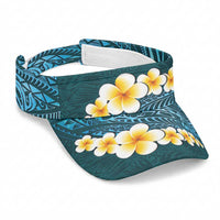 Turquosie Polynesia Sun Visor Cap Plumeria Tropical Leaves With Galaxy Polynesian Art LT14 Universal Fit Turquoise - Polynesian Pride