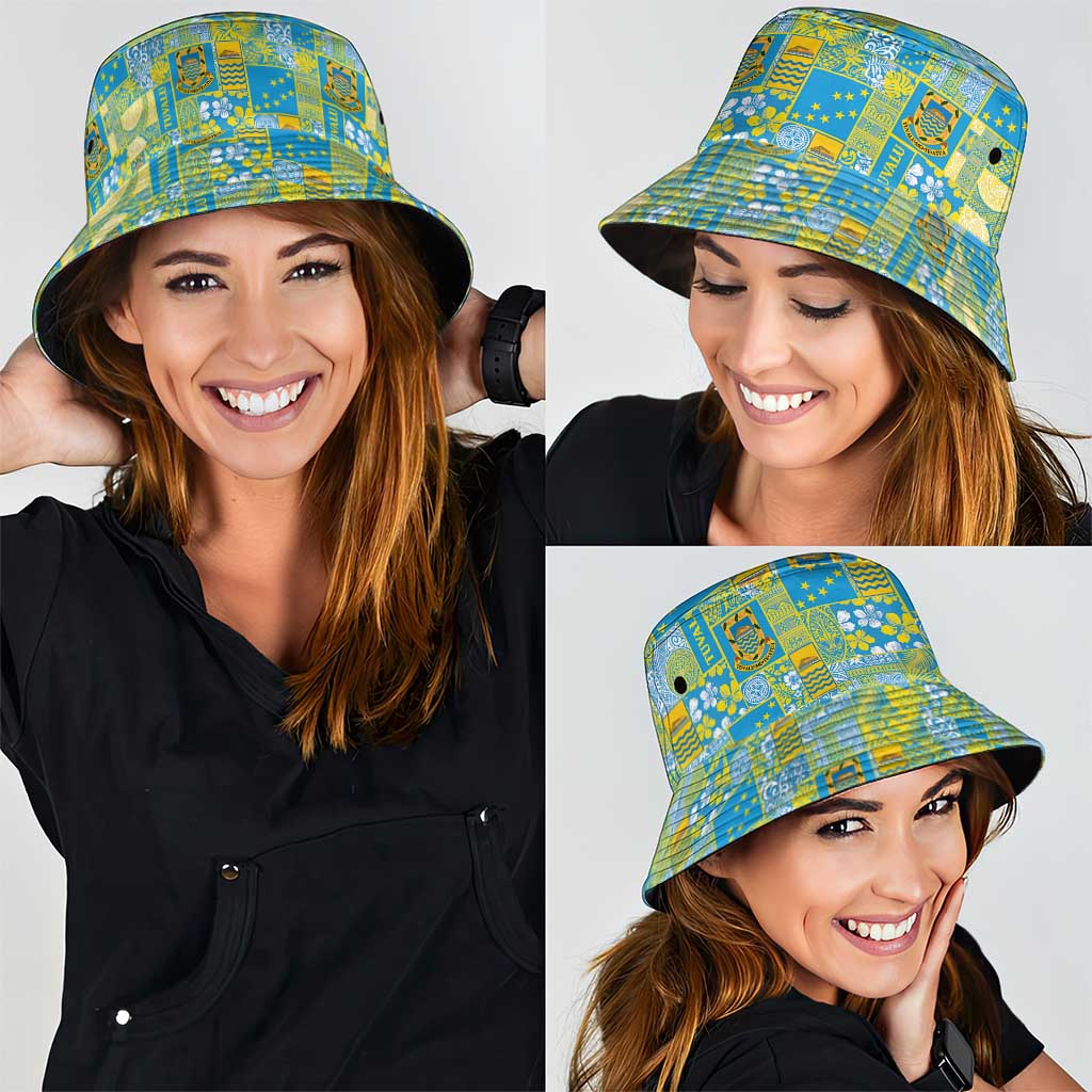 Tuvalu Manuia te Kilisimasi Bucket Hat Pacific Patchwork Xmas Vibes - Polynesian Pride