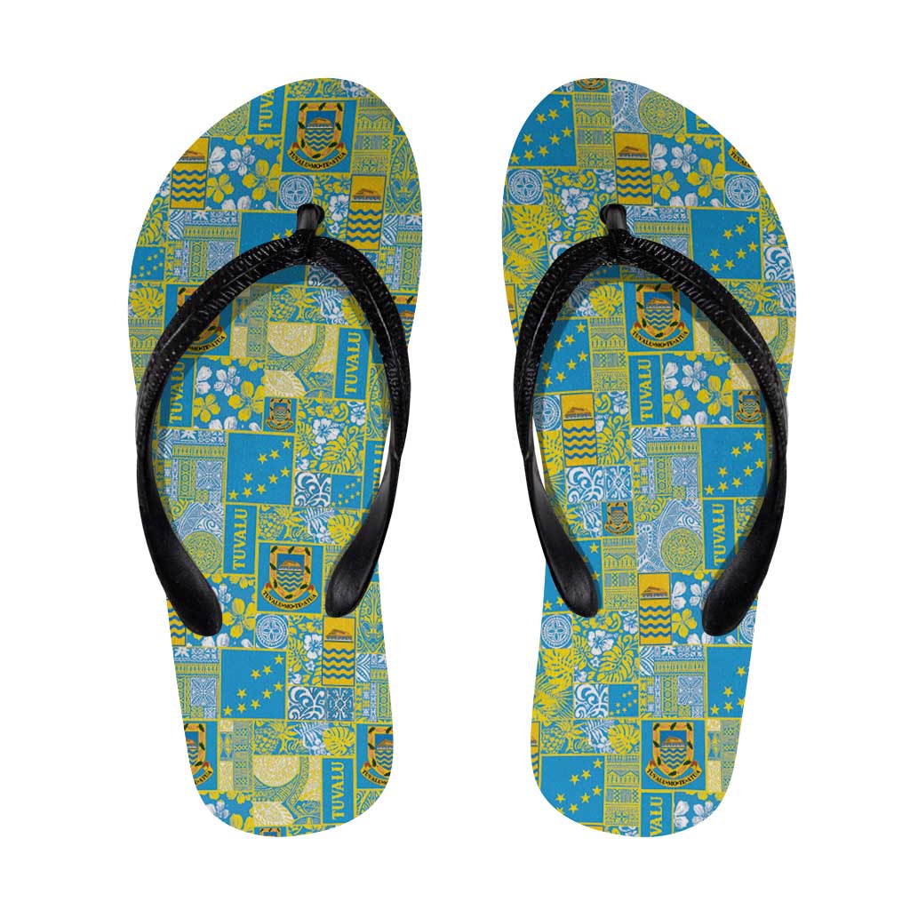 Tuvalu Manuia te Kilisimasi Flip Flops Pacific Patchwork Xmas Vibes - Polynesian Pride