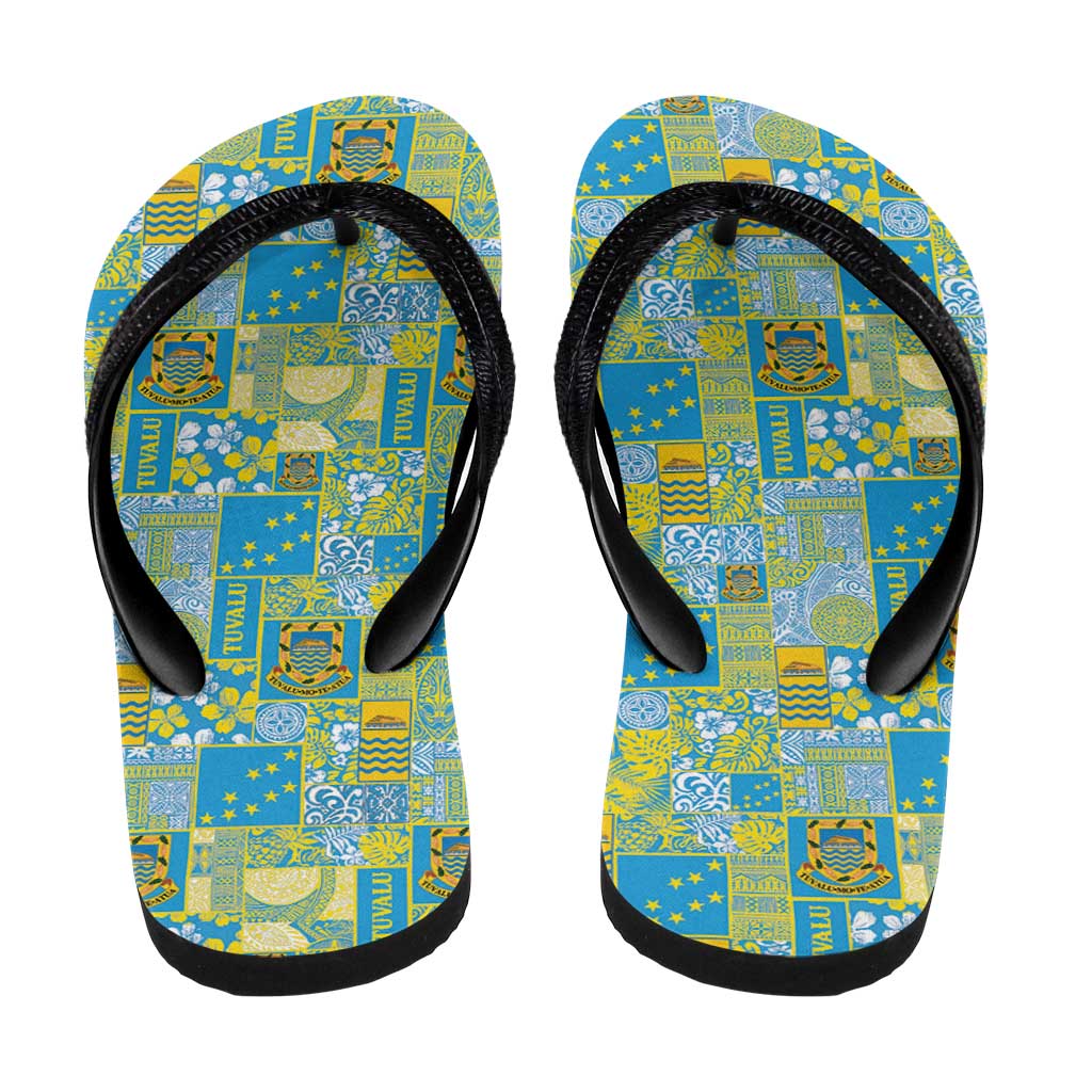 Tuvalu Manuia te Kilisimasi Flip Flops Pacific Patchwork Xmas Vibes - Polynesian Pride