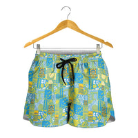 Tuvalu Manuia te Kilisimasi Shorts for Women Pacific Patchwork Xmas Vibes - Polynesian Pride