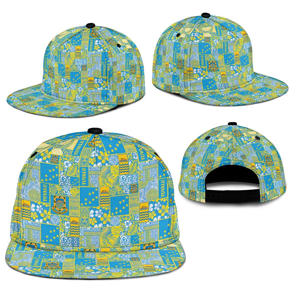 Tuvalu Manuia te Kilisimasi Snapback Cap Pacific Patchwork Xmas Vibes - Polynesian Pride