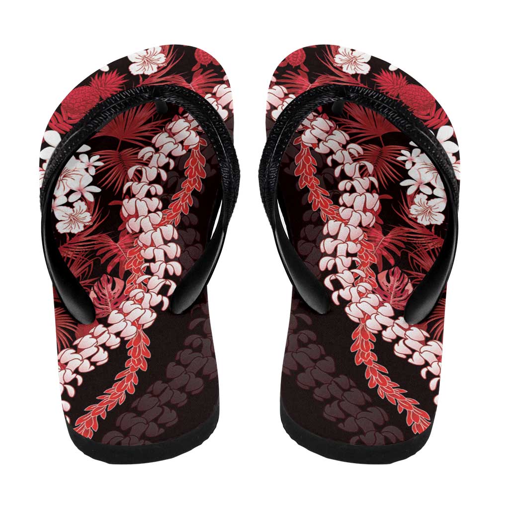 Ulaula Aloha Hawaii Lei Flip Flops Tropical Flowers Elegant Vibe - Polynesian Pride