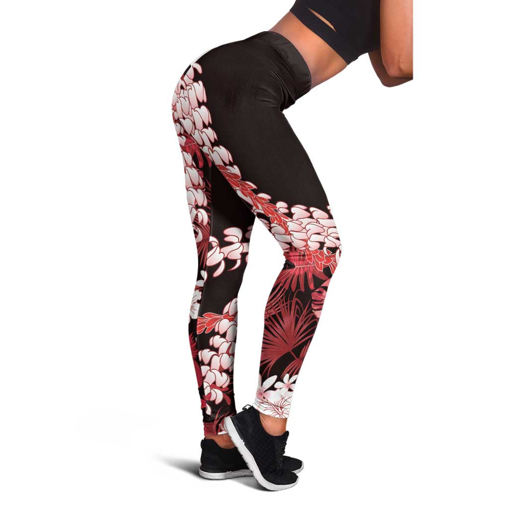 Ulaula Aloha Hawaii Lei Leggings Tropical Flowers Elegant Vibe - Polynesian Pride