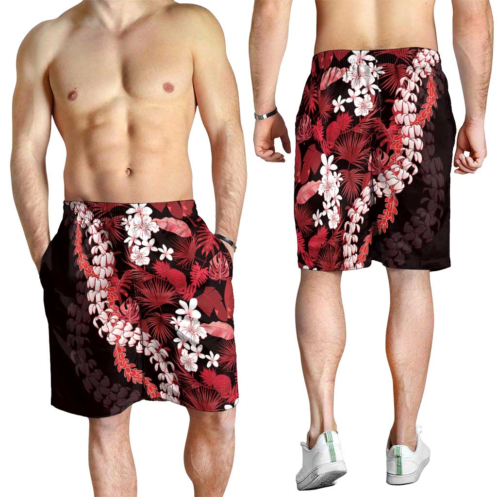 Ulaula Aloha Hawaii Lei Shorts for Men Tropical Flowers Elegant Vibe LT14 - Polynesian Pride
