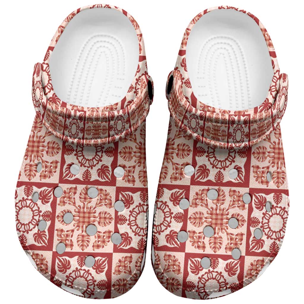 Ulaula Palaka Quilt Hawaii Clogs Shoes Hawaiian Tropical Monstera Sea Turtle