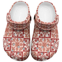 Ulaula Palaka Quilt Hawaii Clogs Shoes Hawaiian Tropical Monstera Sea Turtle LT14 Red - Polynesian Pride