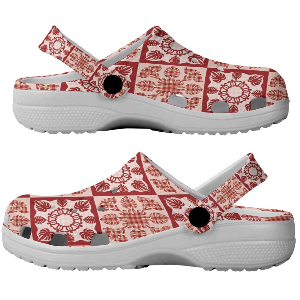 Ulaula Palaka Quilt Hawaii Clogs Shoes Hawaiian Tropical Monstera Sea Turtle LT14 - Polynesian Pride
