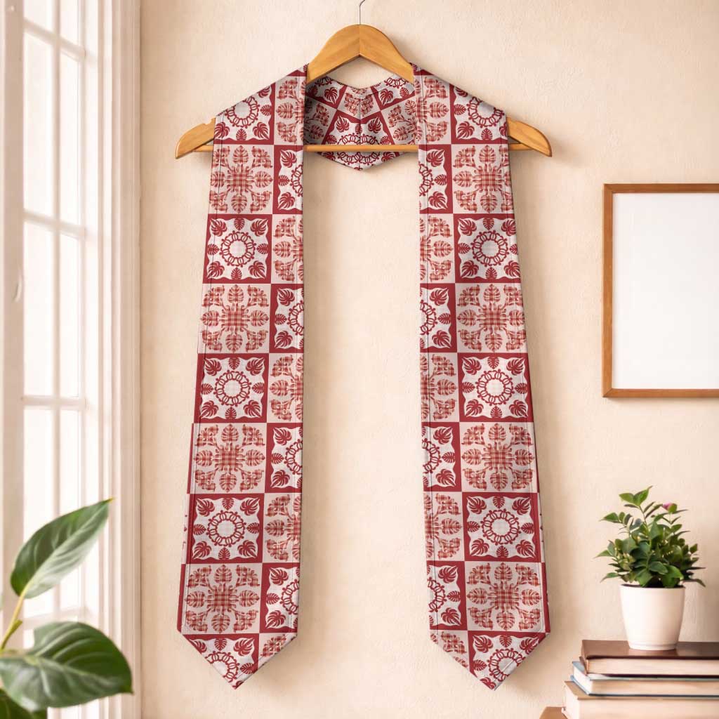Ulaula Palaka Quilt Hawaii Graduation Stole Hawaiian Tropical Monstera Sea Turtle