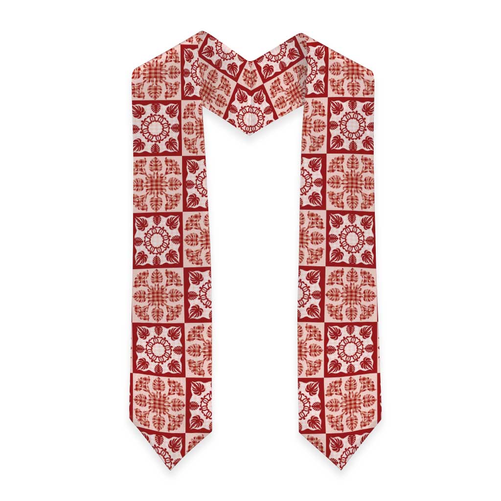 Ulaula Palaka Quilt Hawaii Graduation Stole Hawaiian Tropical Monstera Sea Turtle LT14 - Polynesian Pride
