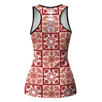 Ulaula Palaka Quilt Hawaii Hollow Tank Top Hawaiian Tropical Monstera Sea Turtle LT14 - Polynesian Pride