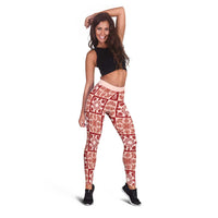 Ulaula Palaka Quilt Hawaii Leggings Hawaiian Tropical Monstera Sea Turtle LT14 - Polynesian Pride