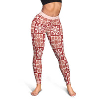 Ulaula Palaka Quilt Hawaii Leggings Hawaiian Tropical Monstera Sea Turtle LT14 - Polynesian Pride