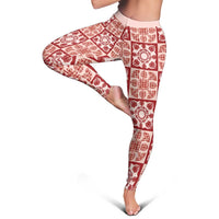 Ulaula Palaka Quilt Hawaii Leggings Hawaiian Tropical Monstera Sea Turtle LT14 - Polynesian Pride