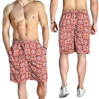 Ulaula Palaka Quilt Hawaii Shorts for Men Hawaiian Tropical Monstera Sea Turtle LT14 - Polynesian Pride