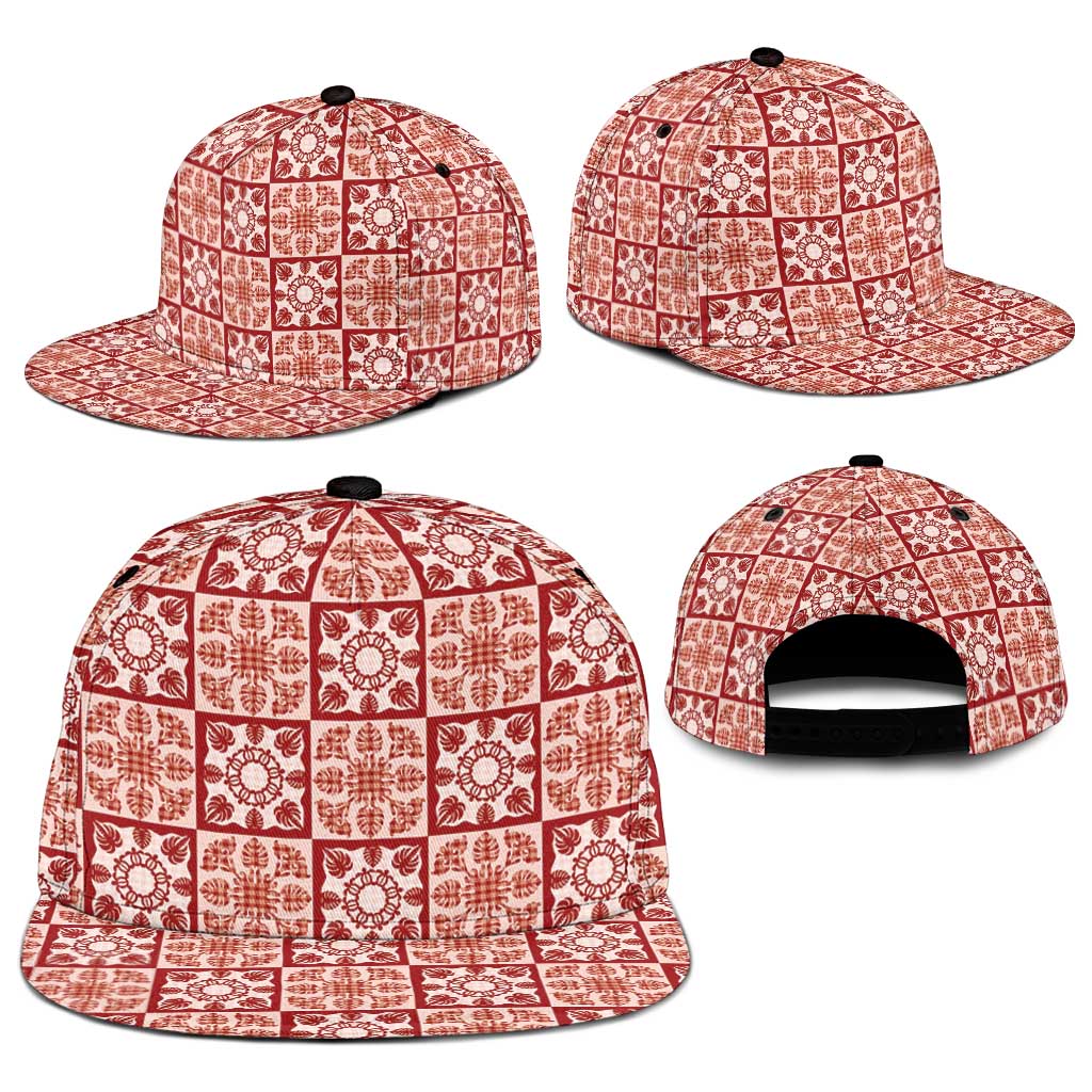 Ulaula Palaka Quilt Hawaii Snapback Cap Hawaiian Tropical Monstera Sea Turtle LT14 - Polynesian Pride