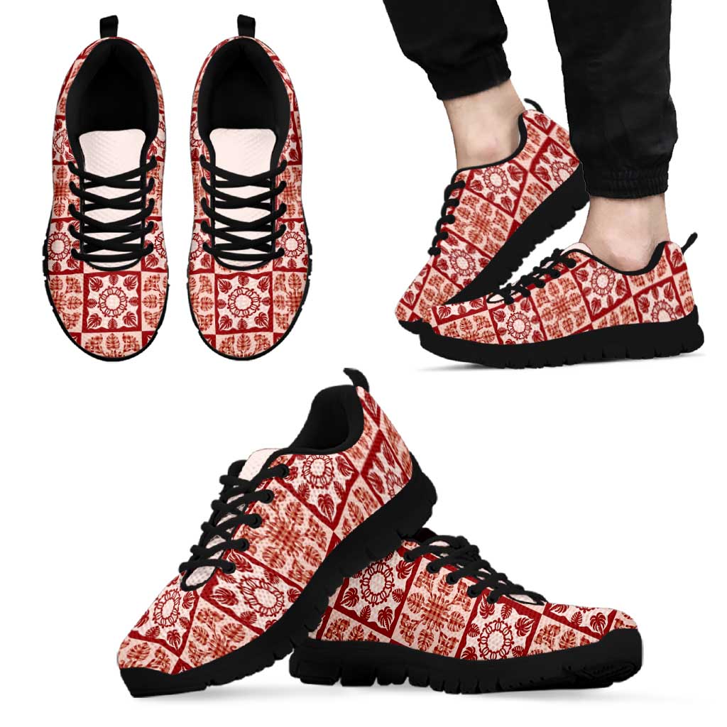 Ulaula Palaka Quilt Hawaii Sneakers Hawaiian Tropical Monstera Sea Turtle LT14 - Polynesian Pride