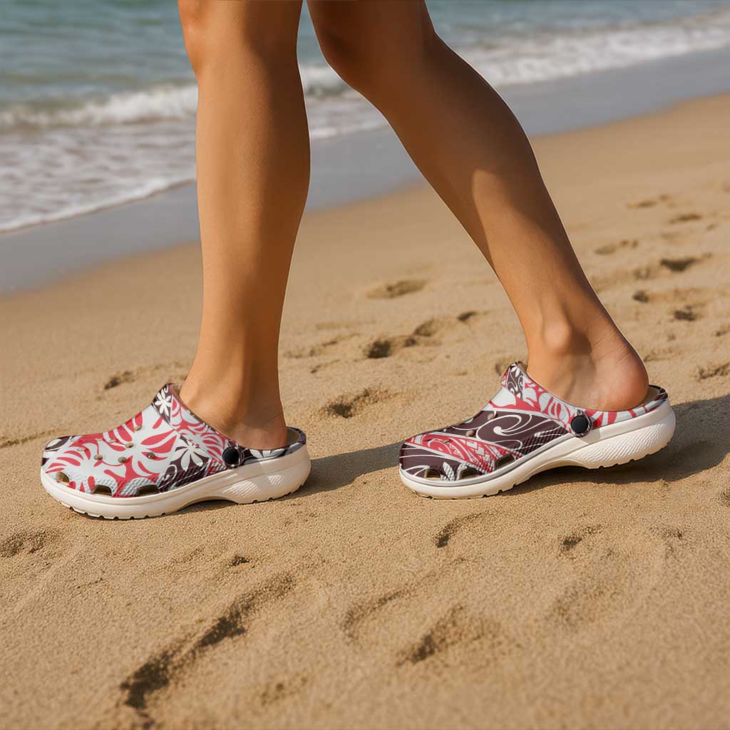 Uteute Tahiti Tiare Monstera Clogs Shoes Polynesian Pattern Curve Style - Polynesian Pride