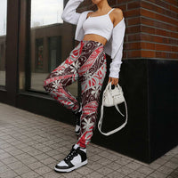 Uteute Tahiti Tiare Monstera Jogger Pants Polynesian Pattern Curve Style - Polynesian Pride