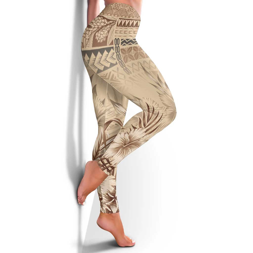 Vaiaso o le Gagana Samoa Leggings Siapo Motif Beige