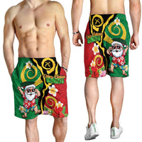 Vanuatu Christmas Shorts for Men Funny Santa with Namele and Boar Tusk Tribal LT03 - Polynesian Pride