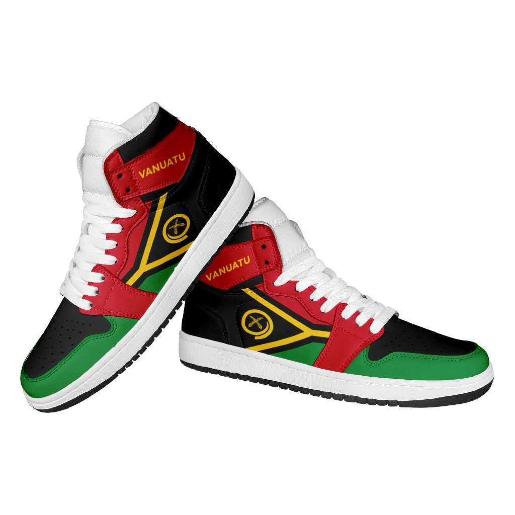 Vanuatu High Sneakers AJ1 Coat Of Arms Flag Inspired