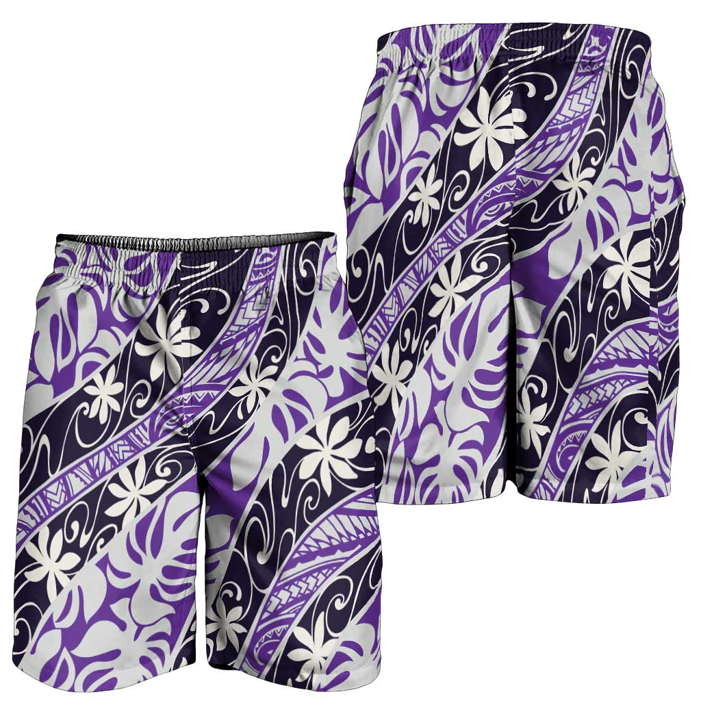 Vareau Tahiti Tiare Monstera Shorts for Men Polynesian Pattern Curve Style - Polynesian Pride
