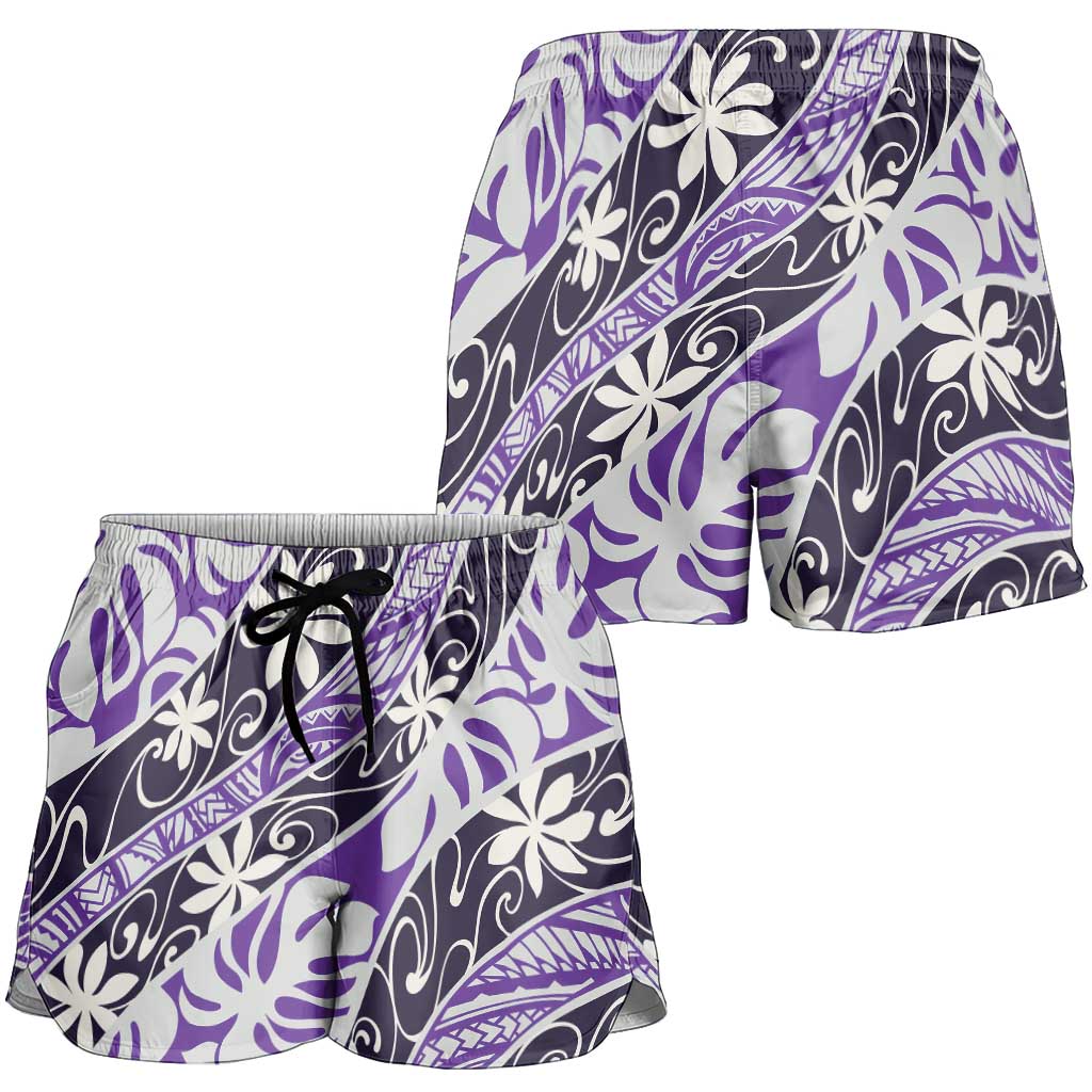 Vareau Tahiti Tiare Monstera Shorts for Women Polynesian Pattern Curve Style - Polynesian Pride