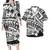 Polynesian Pride Black Matching Outfit For Couples Polynesian Hawaii Floral Tattoo Patern Bodycon Dress And Black Hawaii Shirt - Polynesian Pride