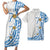 Polynesian Pride Matching Clothes For Couples Hawaii Flowers White Blue Bodycon Dress And Hawaii Shirt - Polynesian Pride