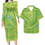 Polynesian Pride Hawaii His And Her Matching Outfit For Couples Polynesian Tribal Pattern Tattoo Green Bodycon Dress And Hawaii Shirt - Polynesian Pride