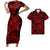 Polynesian Pride Red Hawaii Matching Outfit For Couples Hawaii Hibiscus Plumeria Floral Bodycon Dress And Hawaii Shirt - Polynesian Pride