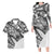 Polynesian Pride Matching Outfit For Couples Polynesian Tribal Black White Pattern Bodycon Dress And Hawaii Shirt - Polynesian Pride
