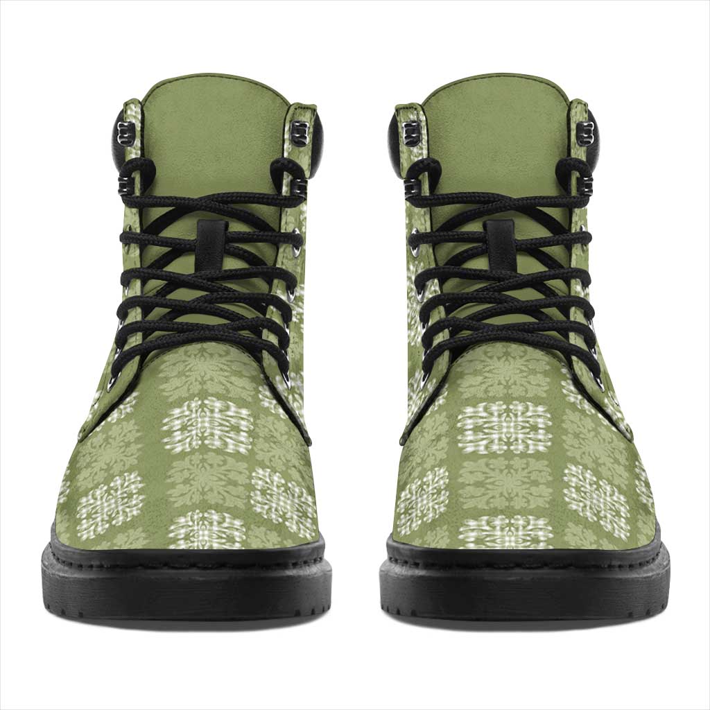 Vesuvian Green Palaka Quilt Hawaii All Season Boots Traditional Hawaii-plaid Pattern - Polynesian Pride