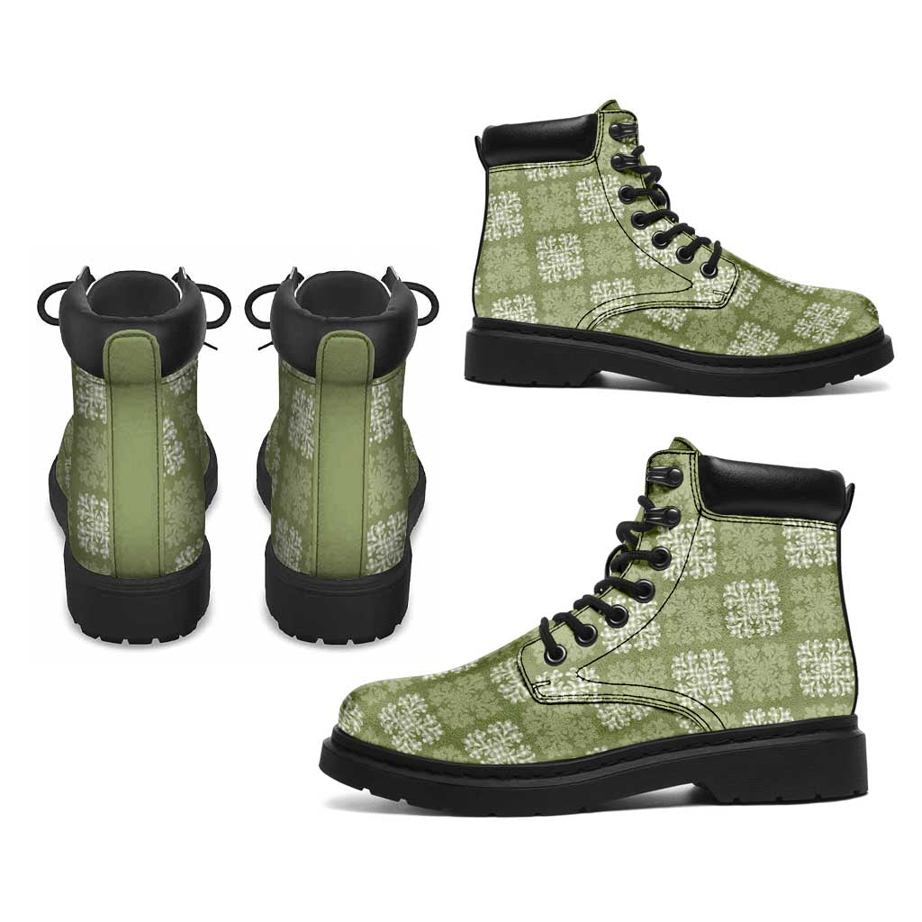 Vesuvian Green Palaka Quilt Hawaii All Season Boots Traditional Hawaii-plaid Pattern - Polynesian Pride
