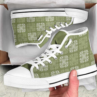Vesuvian Green Palaka Quilt Hawaii High Top Shoes Traditional Hawaii-plaid Pattern - Polynesian Pride