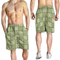 Vesuvian Green Palaka Quilt Hawaii Shorts for Men Traditional Hawaii-plaid Pattern - Polynesian Pride